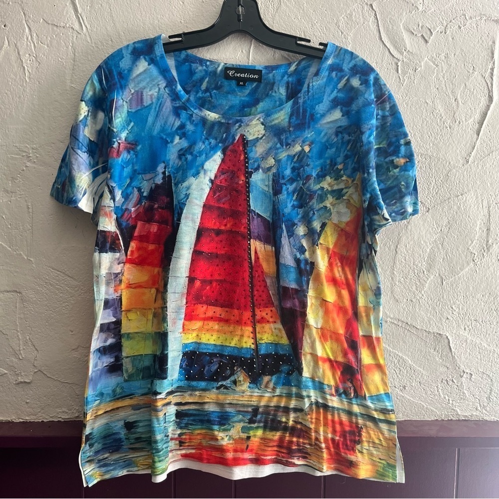 Colorful Sailboat Graphic T-Shirt